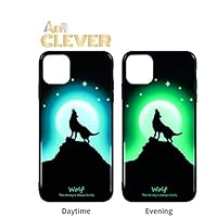 A&B Clever .Cover Black Wolf. Luminous Fashion Luxury Tempered Glass Hybrid Case for iPhone 11 Pro (iPhone 11 2019).