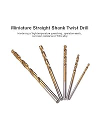 JelBo   Juego de 50 brocas de acero de alta velocidad, micro precisión, 1 1,5 2 2,5 0.118 in, 5 tamaños, revestimiento de titanio, puntas de perforación, herramientas para madera, plástico, aluminio, cobre, acero