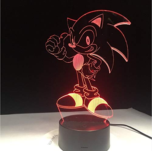 Anime Sonic The Hedgehog Figure 3D Led Table Lamp Flash Effect 7 Colorful Acrylic Visual Illusion US - //coolthings.us