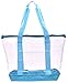 Handy Laundry Clear Tote Bag - Zipper Closure, Long Shoulder Strap, Fabric Trimming. (Teal)