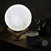 Beta Becca Rechargeable Dimmable Moon Lamp - 3D LED lunar nightlight with wooden stand - 2 shades w/dimmable touch control and USB charger - Kid’s gift, room decor night light