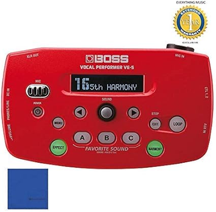 Amazon Com Boss Ve 5 Rd Ve 5 Vocal Performer Red With Microfiber And 1 Year Everything Music Extended Warranty Musical Instruments