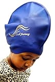 XL BLUE - Silicone Swim or Shower Cap For Dreadlocks, Braids and Longer Hair Styles