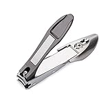 Hfun Fingernail Toenail Clipper with Curved Nail File, 3mm Wide Jaw Opening Zinc Alloy and Stainless Steel Nail Trimmer(Brown)