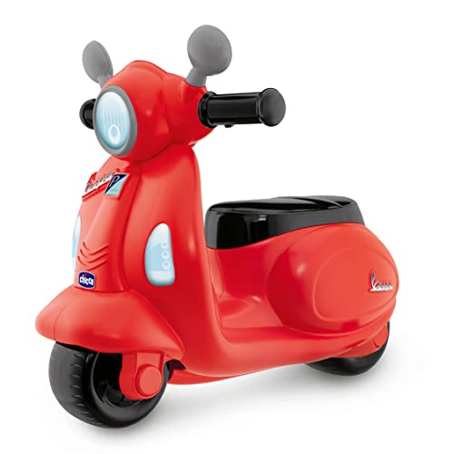 Chicco 00009519000000 Vespa Ride-On Avec Forme De Scooter Et Volant Électronique, Rouge