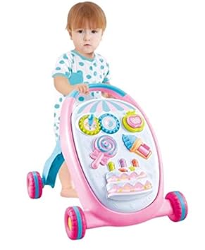 Sisliya 2 in 1 Walker Slider, Improved Design, Interactive Baby Walker Foldable Colours (Pink Baby Walker)