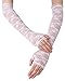 AbbyLexi Women's Vintage Floral Lace UV Protection Gloves for Bridal, Long White