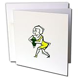 Susans Zoo Crew Food Vegetable Hot Pepper - Pepper in hand of yellow woman in dress - 6 Greeting Cards with envelopes (gc_175634_1)