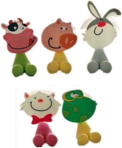 GCIYAEN Antibacterial Toothbrush Suction Cup Cover Holder with Suction Cup, Animal, 5Pack