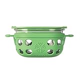 Lifefactory 1-Cup BPA-Free Glass Food Storage & Bakeware with Protective Silicone Sleeve & Lid, Grass Green