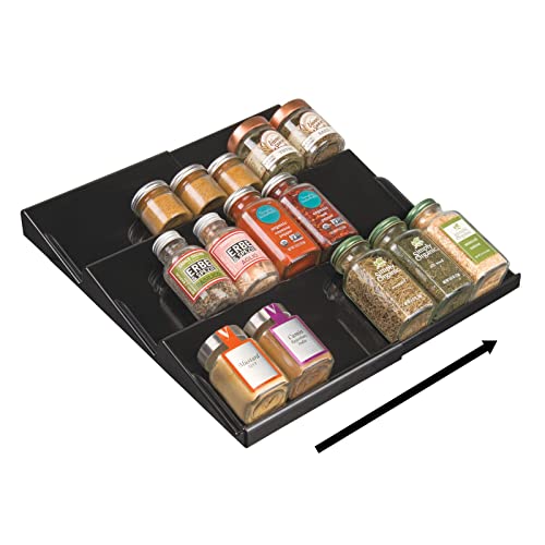 mDesign Expandable Plastic Deluxe Spice Rack, Drawer Organizer for