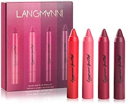 Petansy Matte Lipstick Pen Set Moisture Smooth Color Lipstick Satin Nude Lipstick 4 Colors(Set A)