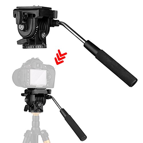 pangshi Video Camera Tripod Fluid Drag Pan Head with 1/4 Screw Quick Release Plate, Max. Load up to 4kg/8.8lbs, for Nikon Canon Sony DSLR SLR Camera Camcorder Shooting Filming