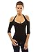 PattyBoutik Women Halter Cut Out Shoulder Long Sleeve Top (Black Medium)