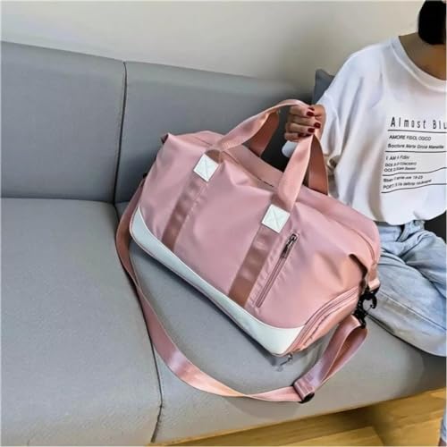 Bolsa Mala de Mão Feminina Grande Transversal Viagem Espaçosa 10 Kg Bordo Rigida Zíper Academia Necessaire Passeio Espaçosa (Rosa)