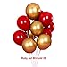 Gold Red Latex Balloons 10 Inch Metallic Gold & Red Color Party Balloons for Birthday, Wedding, Bridal Shower, Baby Shower, Graduation, Anniversary Party Decorations Supplies 100pcs