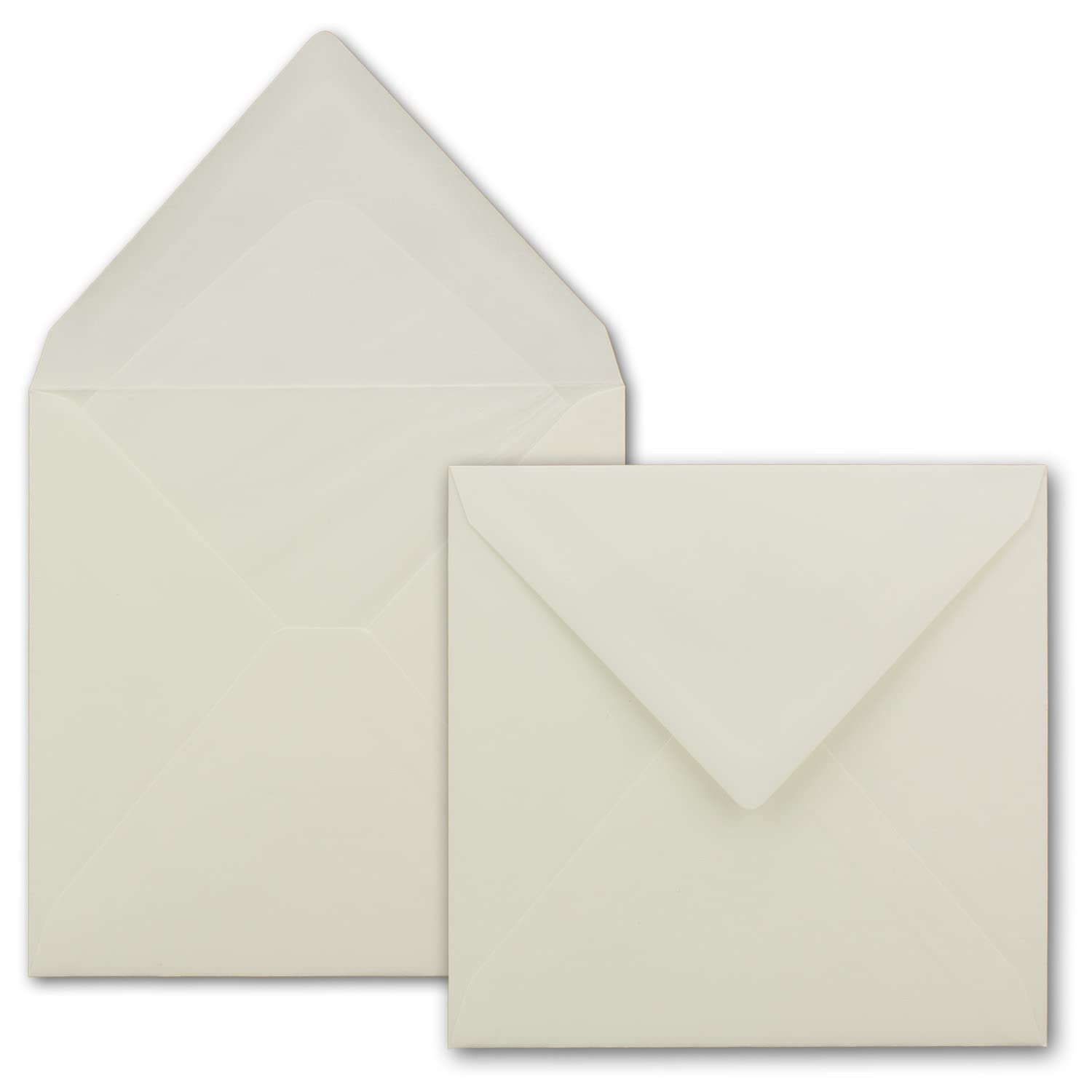 Envelopes Square 145 x 145 mm (14.5 x 14.5 cm) with white silk lining 100 g/m², wet gluing 75 Stück Light cream