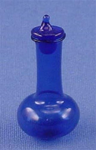 Dollhouse Miniature Blue Glass Flask w/Removable Lid
