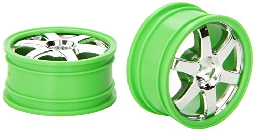 Traxxas 7374 Chrome and Green TE37 Volk Racing Wheels (pair)