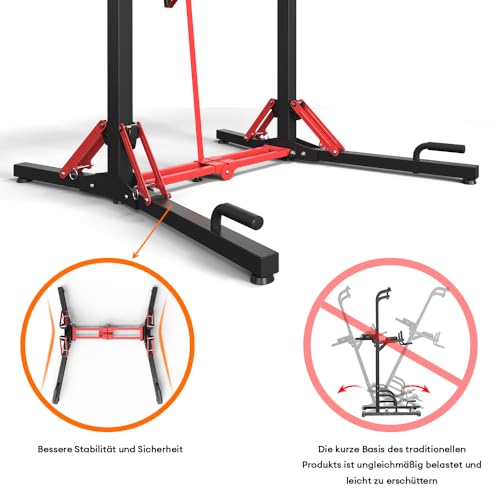 ONETWOFIT Freestanding Folding Pull Up Bar Power Tower Dip Station, Adjustable Height, 127-224CM Multifunctional Home Electric Station,Space Saving,Detachable