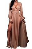 Happy Sailed Women Night Club Shimmer Slit Goddess Slit Dress, Medium Pink