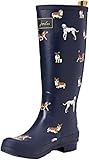 Joules Women's Wellyprint Rain Boot, Navy Dog, 5 M US