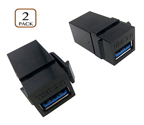 Poyiccot USB 3.0 Keystone Jack Inserts, (2-Pack) USB to USB Adapters Female to Female Connector For Wall Plate Outlet Panel-Black - Thumbnail 4