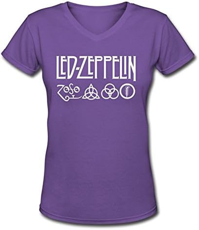 SumShirt Led Zeppelin A0229 Shirts Purple Womens V-Neck T-Shirt Short Sleeve
