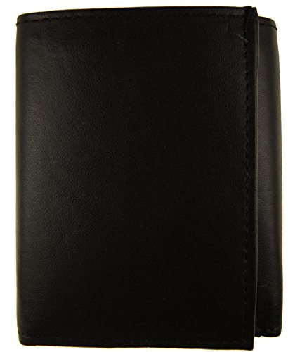 Improving Lifestyles Leather Mens Wallet Trifold Black FREE Organza Gift Bag SUN1105BK