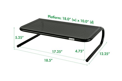 Allsop Large Metal Art Monitor Stand, 18-Inch wide platform holds 50 lbs with keyboard storage space - Black (30336)