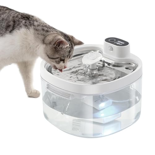 Katzenbrunnen - 2.6L Katzenbrunnen Kabellos Trinkbrunnen Für Katze - Super Silent Katzen Trinkbrunnen Mit Bewegungsmelder - Wasserbrunnen Für Katzen Akku Mit Sensor Kabelloser