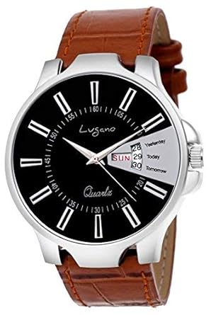 LG 1134 Brown Slim Leather Day & Date Watch - for Men