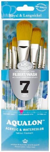 Aqualon Royal and Langnickel Short Handle Paint Brush Set, Filbert, 7-Piece by Aqualon