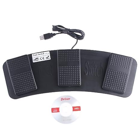 KKMOON 3 Tasten Schwarz NEU USB PC HID Fußschalter Fußpedal Fußtaster Pedal Foot Switch