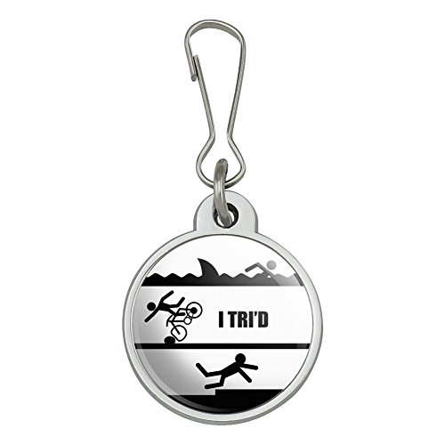 I Tri'd Triathlon Triathlete Swim Bike Run Tried Funny Jacket Handbag Purse Luggage Backpack Zipper Pull Charm