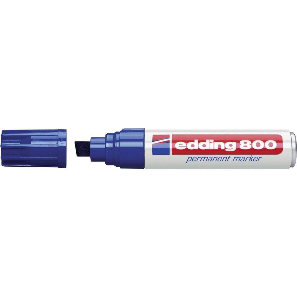 edding 800 permanent marker - blue - 1 pen - chisel nib 4-12 mm - for bold markings - waterproof, quick-drying, smear-proof pens - for cardboard, plastic, wood, metal, glass and fabric