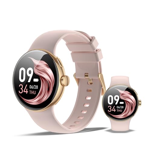 SmartWatch XINJI N2 mit Bluetooth, AMOLED Touchpanel, Puls-/HRV-/Blutsauerstoff-Messung, Schlafmonitor, Musikspeicher, Kalorien-/Schrittzähler, Benachrichtigungsfunktion, App, 3ATM Wasserdicht, gold