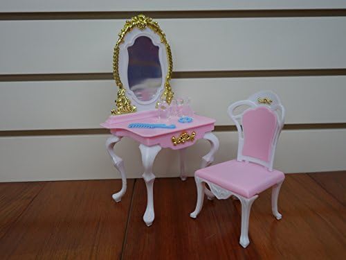 My Fancy Life Dollhouse Furniture Set, Bedroom and Beauty Play Set, White and Pink with Floral Bedding