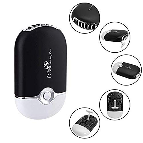 Vastitude USB Mini Portable Fans Rechargeable Electric Bladeless Handheld Air Conditioning Cooling Refrigeration Fan for Eyelash (Black)