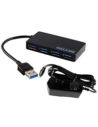 USB 3.0 Hub, Concentrador de 4 puertos USB HUB con adaptador de alimentación Ultra Delgado Super Velocidad de transferencia de datos para Mac portátil Ultrabook y Tablet PC leedemore