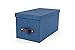 Bigso Box of Sweden Silvia Organizational Storage Box with Leather Handle for Shelves and Stacks Easily - Durable and Decorative Storage Boxes with Lids - 5.9 in x 6.5 in x 11.6 in - Blue