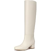Athlefit Knee High Boots Women Chunky Low Heel Round Toe Tall Fall Boots | 2.01-inch Square Toe Knee High Boots, Soft PU/Suede Upper, Cushioned Insole for Long Walks, Work, Shopping, Weekend Outings