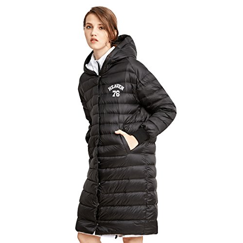 BOSIDENG Women's Early Winter Down Jacket Hooded X-Long Parka Elasticized Cuffs Down Coat Sports Outerwear(160/84A 8056)