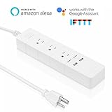 Meross WiFi Smart Power Strip Surge Protector, Compatible with Alexa & Google Assistant, Auto-Off Function for Energy Saving, Individual Control, 3 AC Outlets and 2 USB Outputs, No Hub Required, White