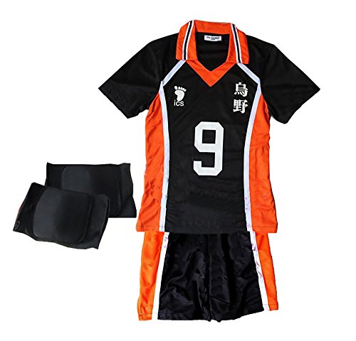 TOKYO-T Haikyuu Costume Uniform Kageyama Cosplay With Knee Supporter (9,L)
