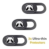 PandaPrivacy Universal Webcam Cover for Laptop, iPhone, iPad, Tablet, Mac Air, MacBook Pro - Ultra Thin Computer Web Camera Cover - Complete Protection Against Surveillance - Black (3 Pack)