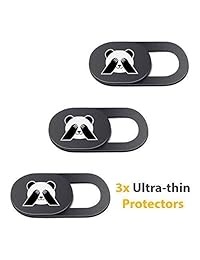 PandaPrivacy - Funda universal para cámara   de ordenador portátil, iPhone, iPad, Tablet, Mac Air, MacBook Pro - Ultra delgada - Protección completa contra la vigilancia - Negro (3 unidades)