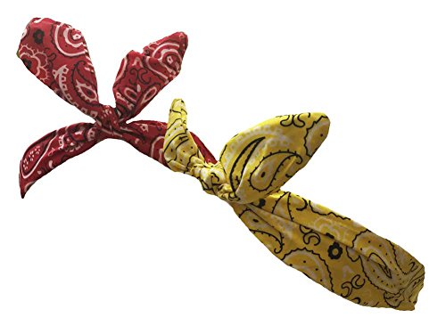 Aesthetinc 6 Assorted Colors Bandanna Material Paisley Print Twisted Top Headbands Headwraps (Mix Color 1)