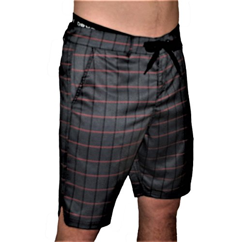 Mens Athletic Shorts, Perfect to be Worn as Mens Boardshorts, Mens Golf Shorts or as Mens Swim Shorts (Black Plaid, 34)