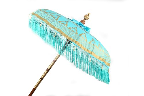 SOMBRILLA BALINESA PINTADA TURQUESA CLARO